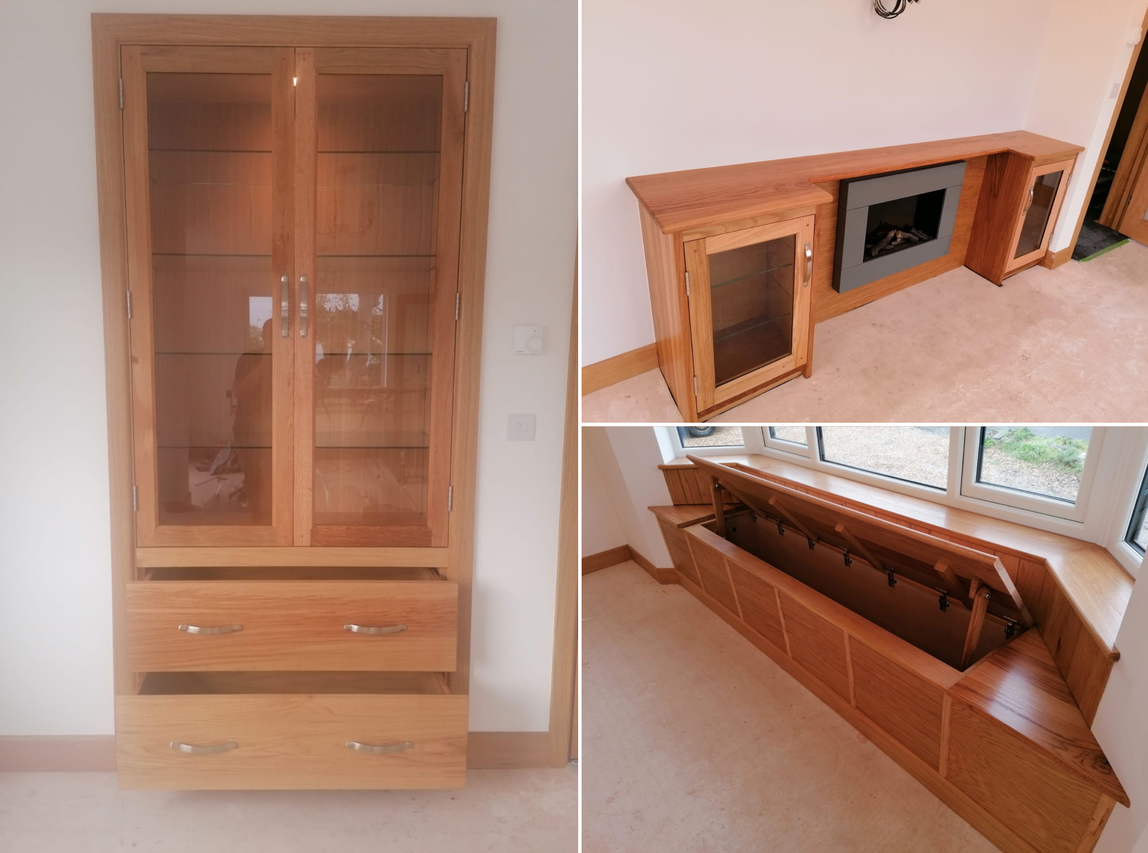 Photos of the cupboard seat and tv stand