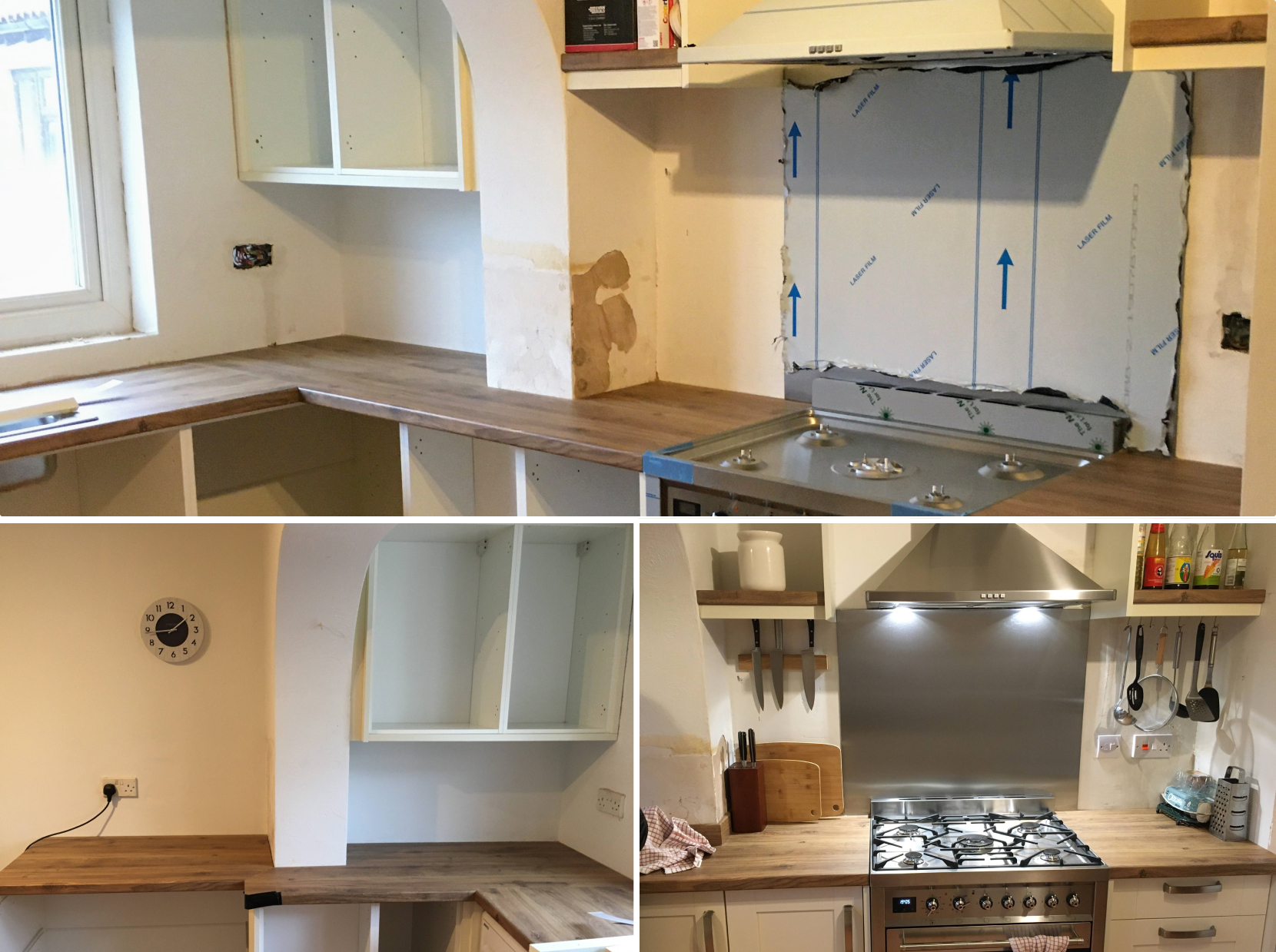 Photos of a kitchen being fitted
